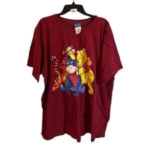 Vintage Disney Winnie the Pooh & Friends Tshirt short sleeve Women's 2X Red READ